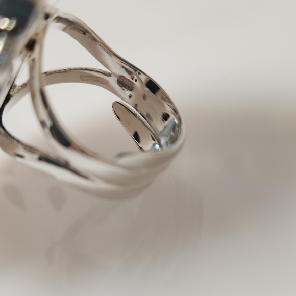 Black Onyx Solid Sterling Silver Adjuatable Ring - Picture 4 of 5